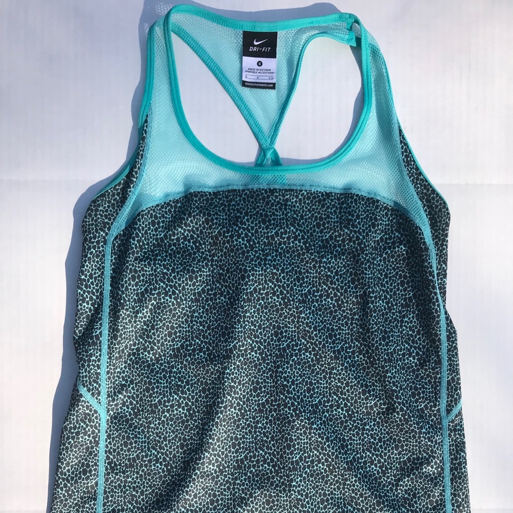 Women’s Nike Dri-Fit Black/Teal Leopard Print Tank
